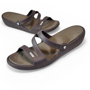 Crocs Patricia Sandals Women’s Size 9 Brown Strappy Comfort Slide Sandals